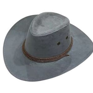 Gray Wide Brim Chin Strap Western Summer Cowboy Hat NEW